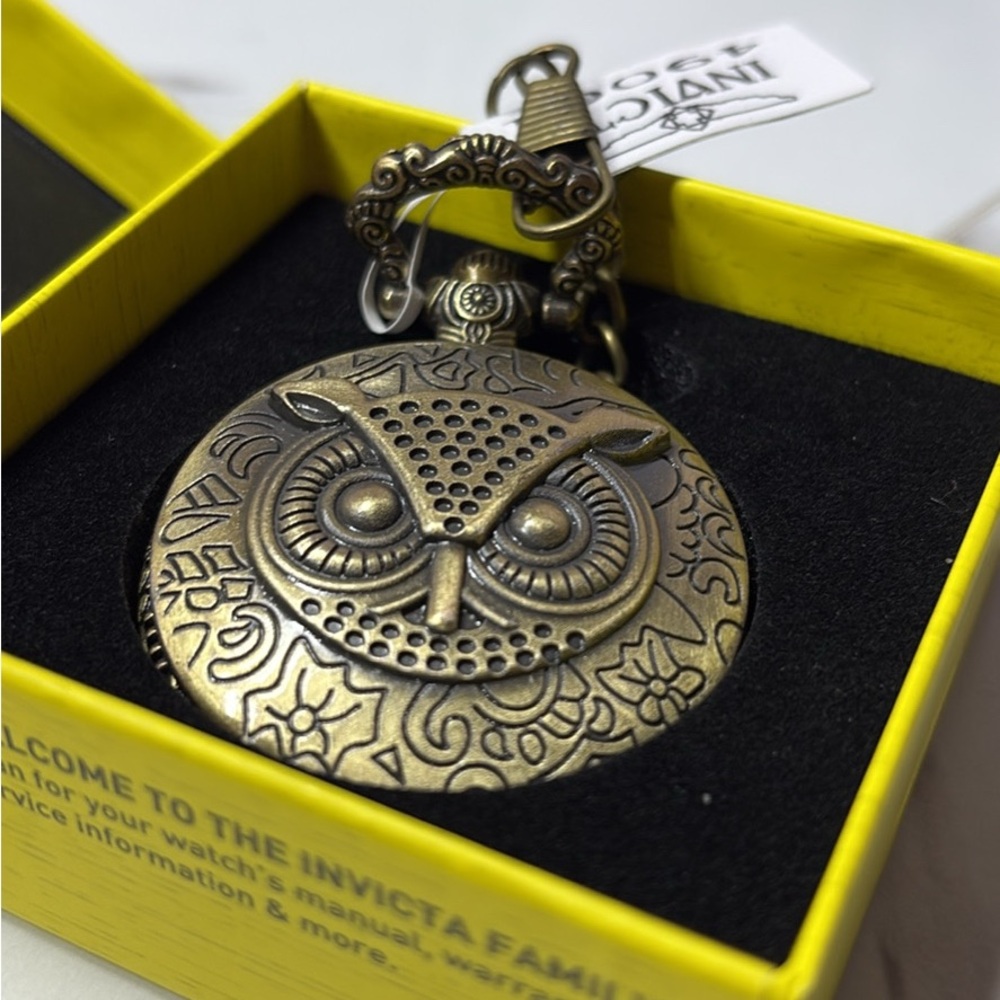 Invicta Bronze Owl Pocket Watch